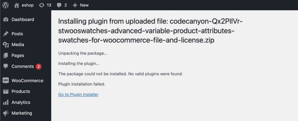 How to Fix WordPress error with package could not be installed - Worderd