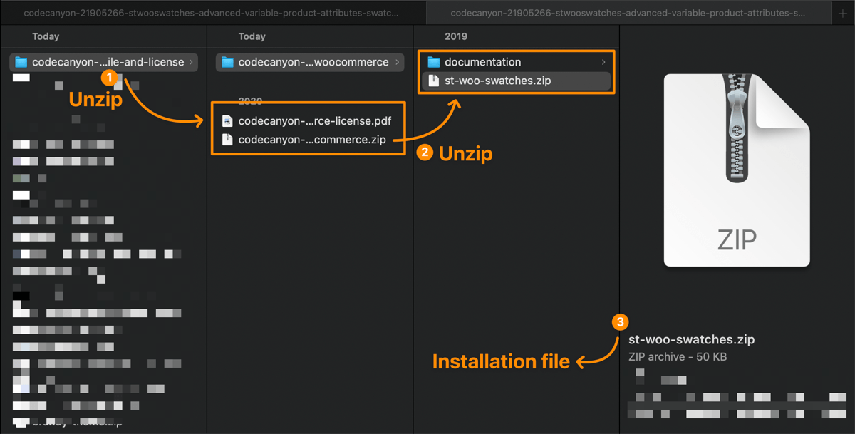 Unzip archive to find the installation file